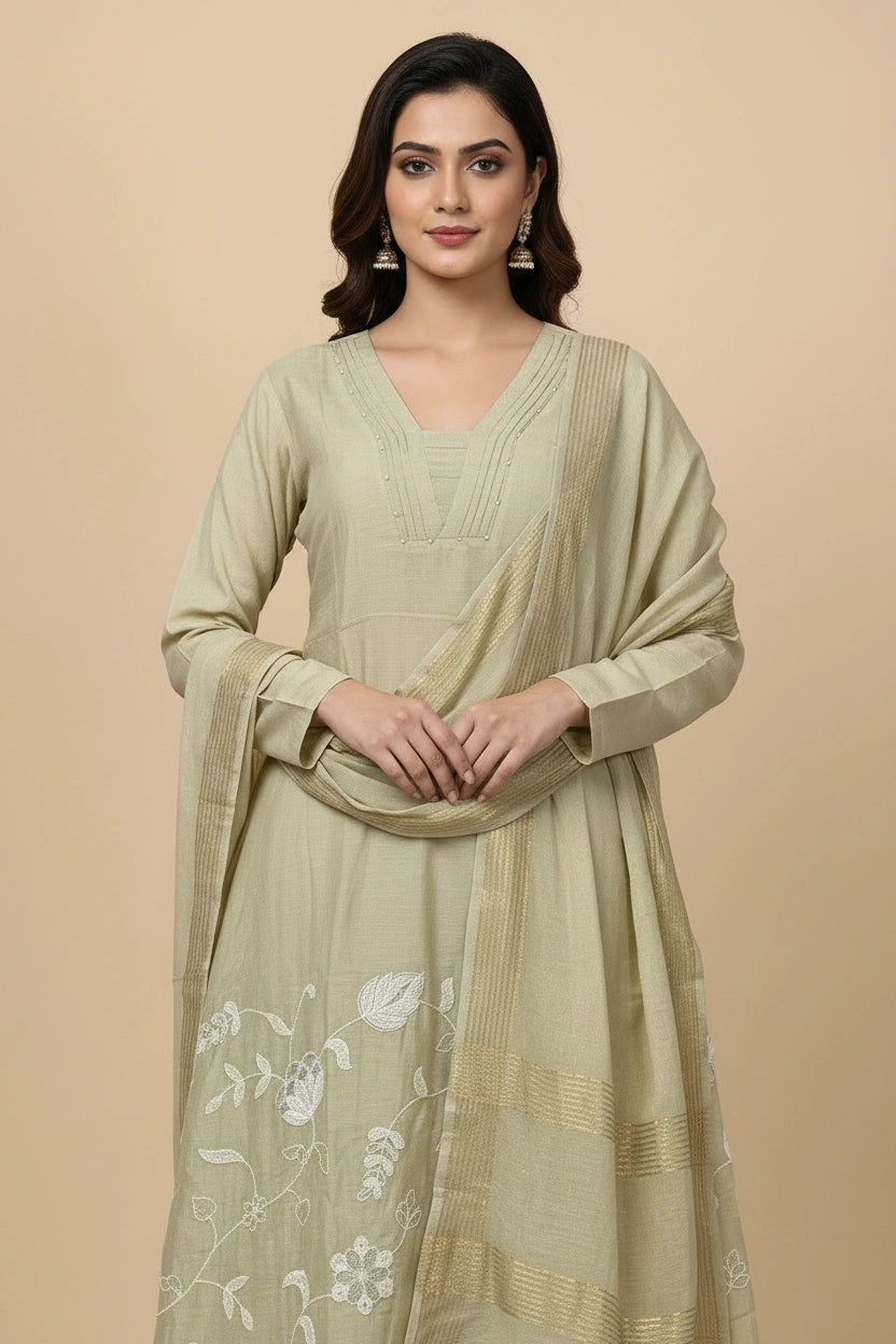 Flattering Cotton A-Line Suit - Rangoli Sarees