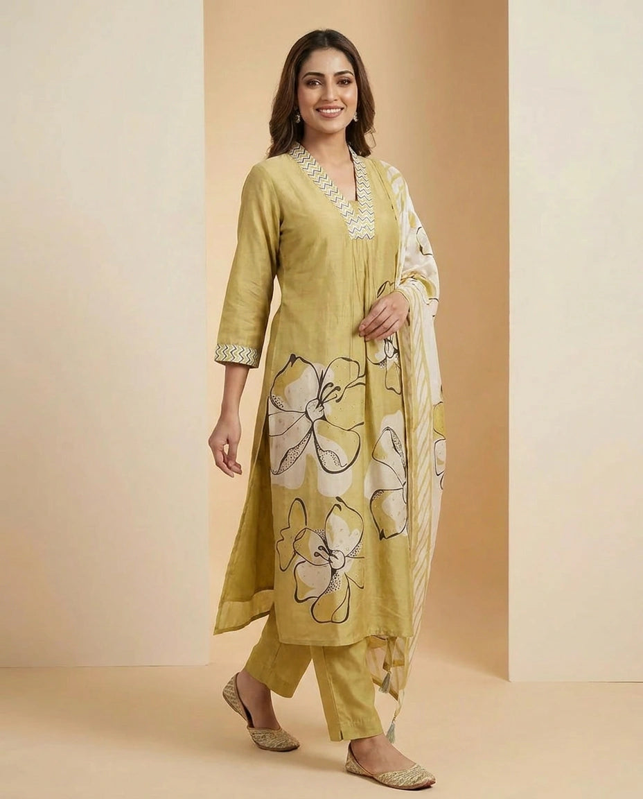 Muslin Suit A Line - Rangoli India