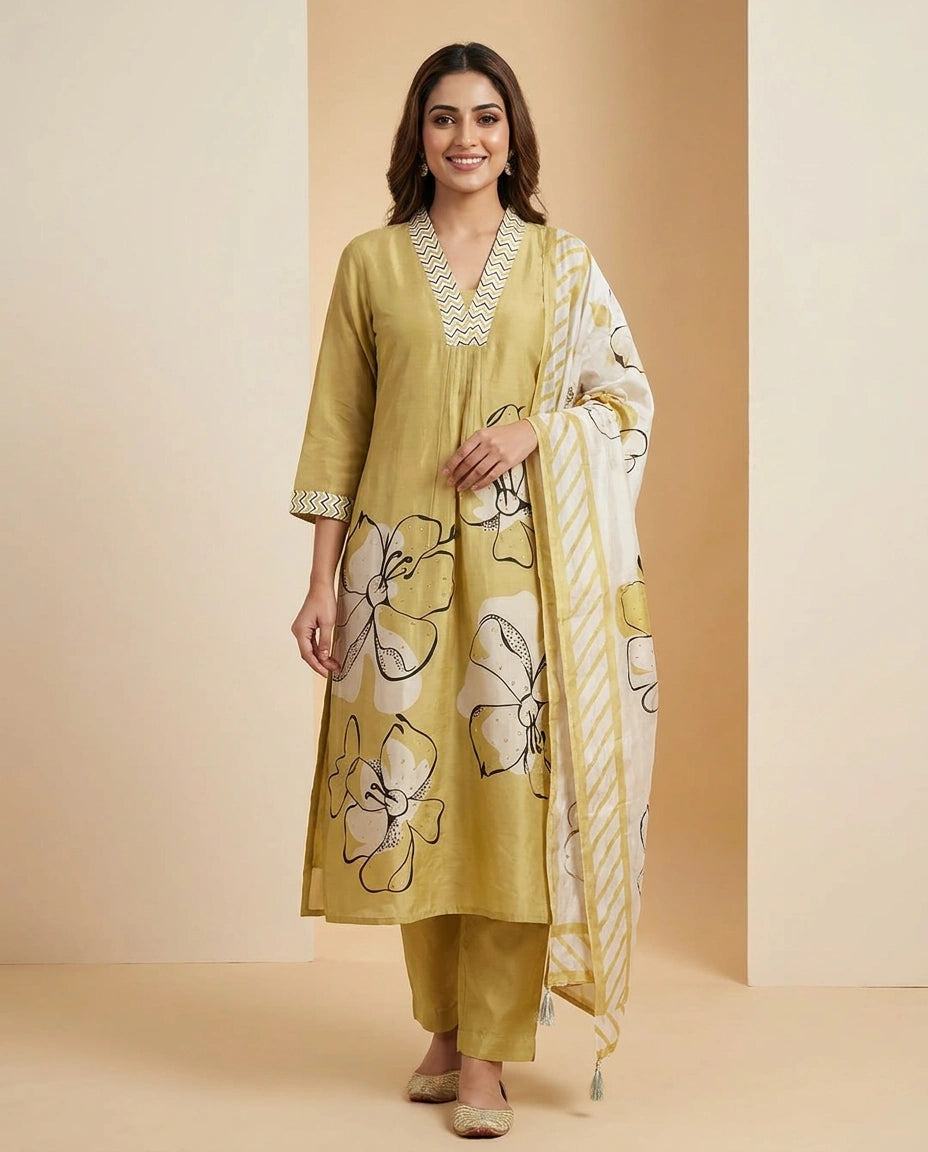 Muslin Suit A Line - Rangoli India
