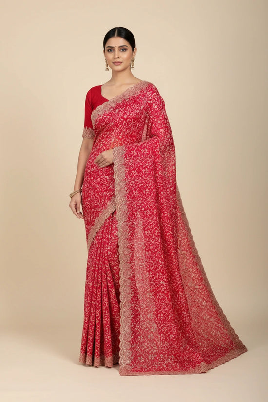 Handcrafted Georgette Embroidery Saree - Rangoli Sarees