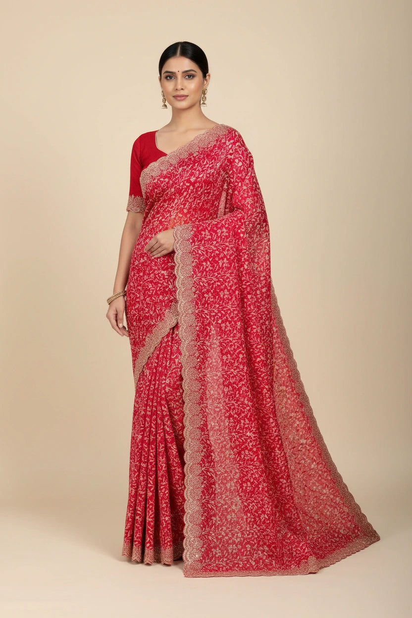 Handcrafted Georgette Embroidery Saree - Rangoli Sarees