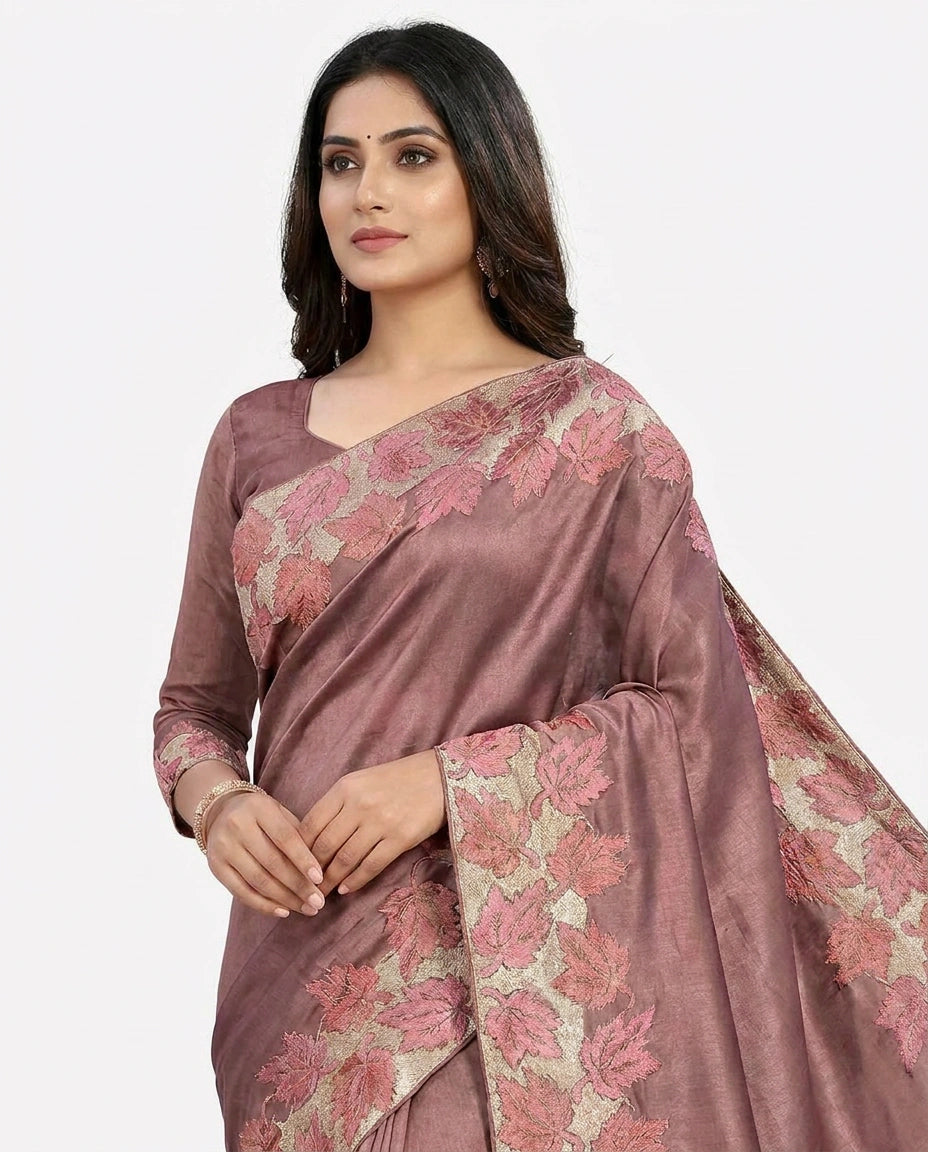 Tissue Saree with Gota Patti Embellished Border Online India - Rangoli India