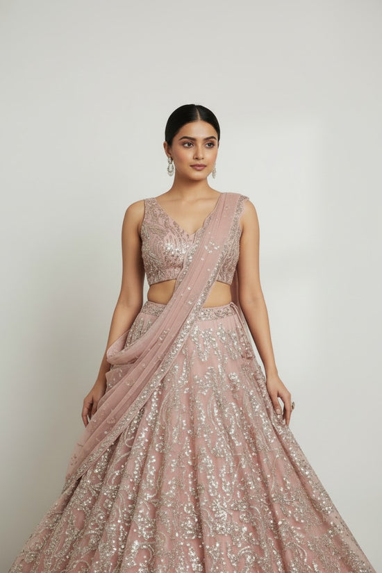 Designer Embroidered Net Lehenga Choli Set - View 4 | Rangoli