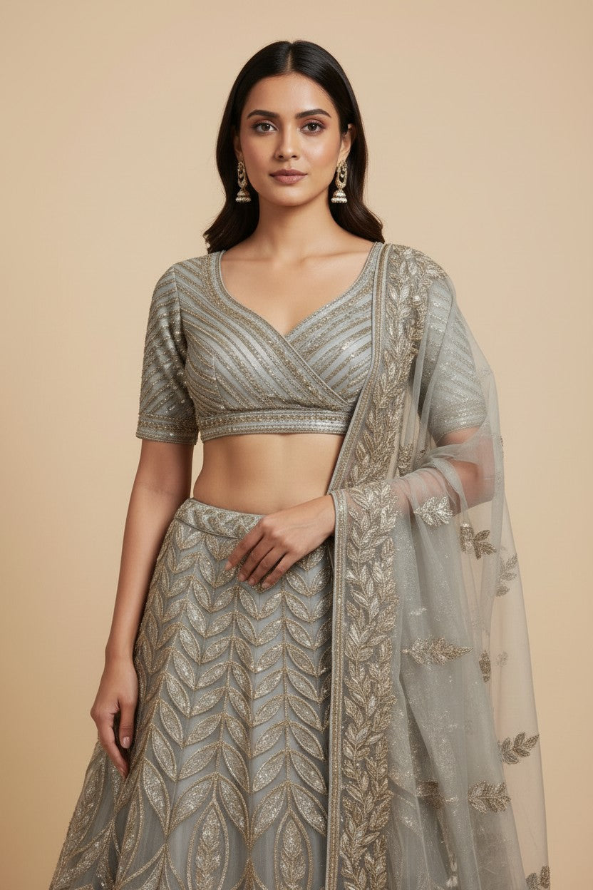 Designer Organza Lehenga Choli Set - View 4 | Rangoli