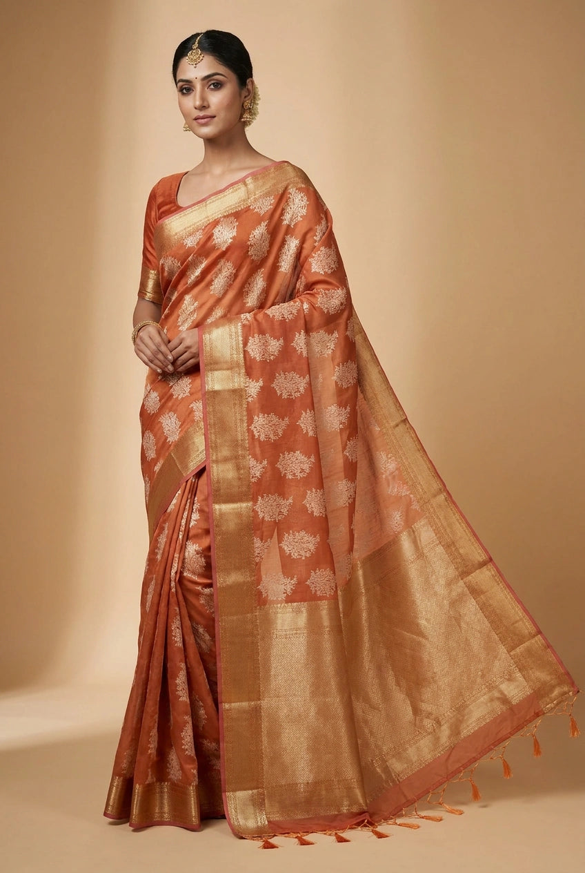 Cotton Banarasi Saree with Cotton Banarasi for Summer Wear