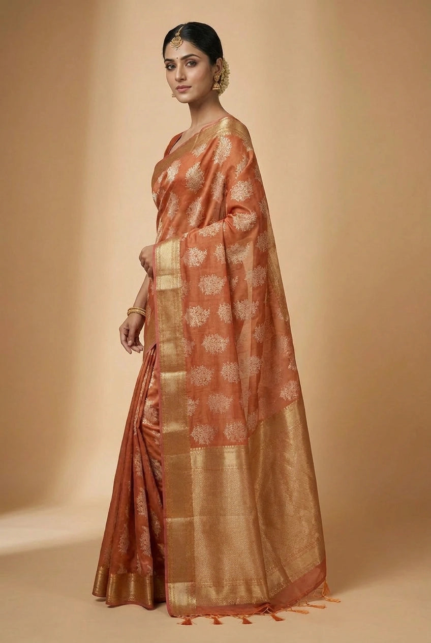 Cotton Banarasi Saree with Cotton Banarasi for Summer Wear