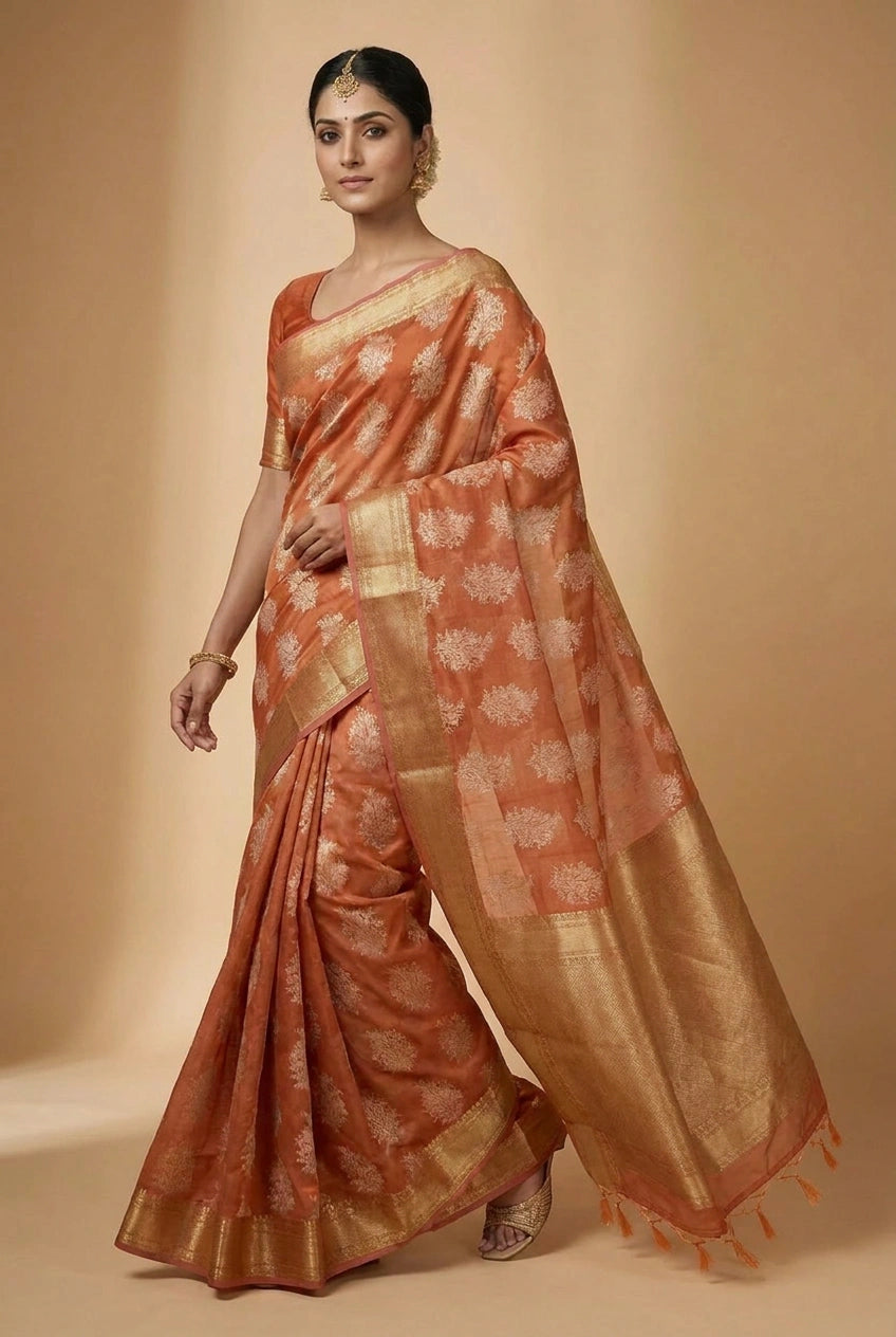 Cotton Banarasi Saree with Cotton Banarasi for Summer Wear