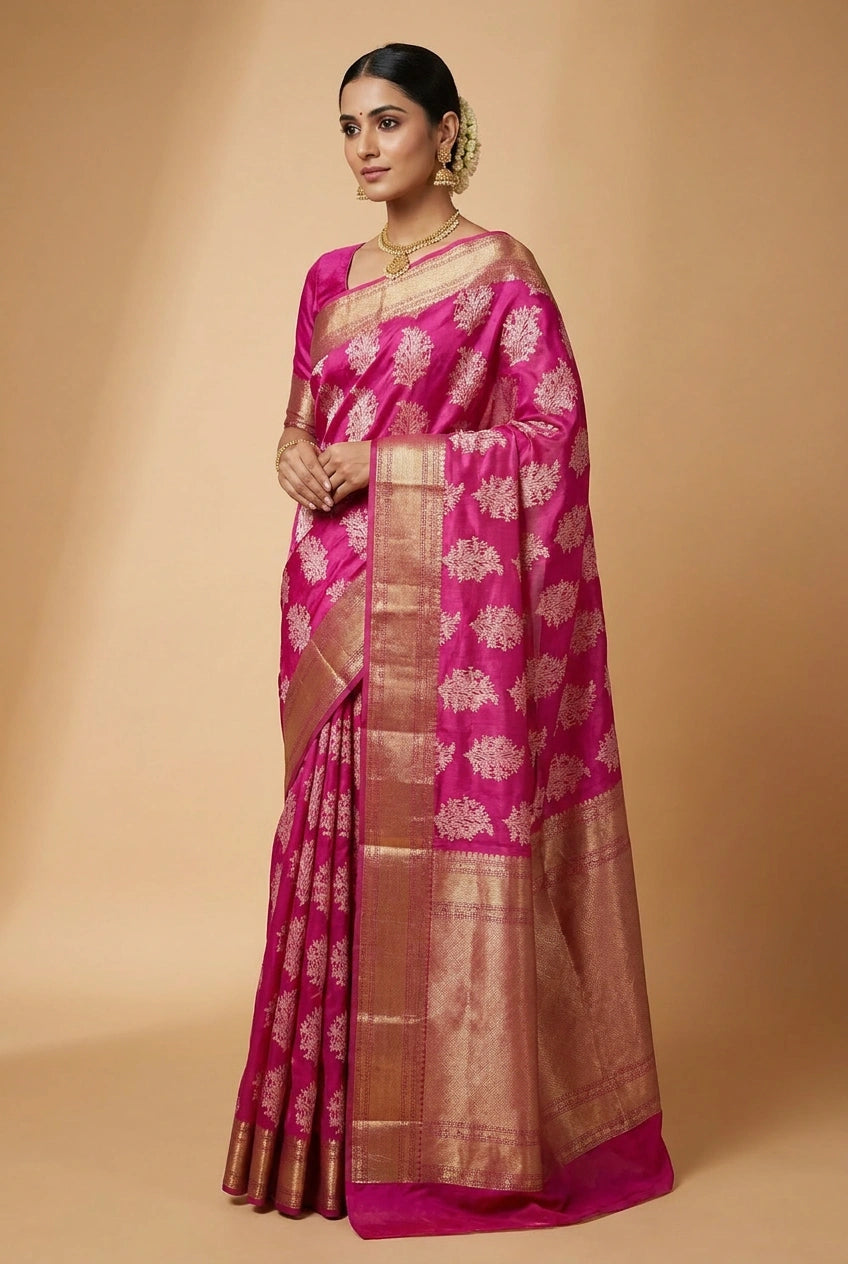 Cotton Banarasi Saree with Cotton Banarasi for Summer Wear