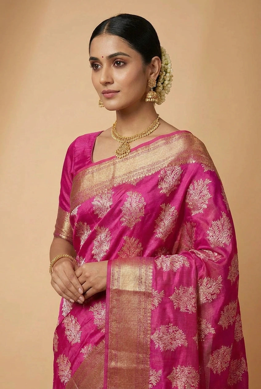 Cotton Banarasi Saree with Cotton Banarasi for Summer Wear