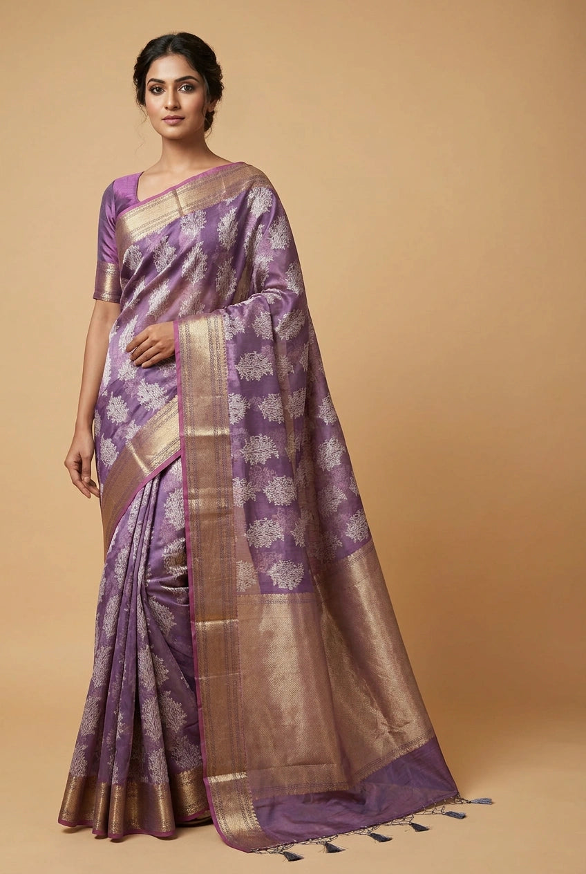 Cotton Banarasi Saree with Cotton Banarasi for Summer Wear