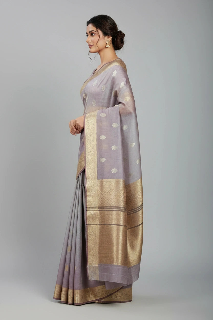 Heritage Zari Tissue Banarasi Saree - synthetic Indian ethnic wear by Rangoli