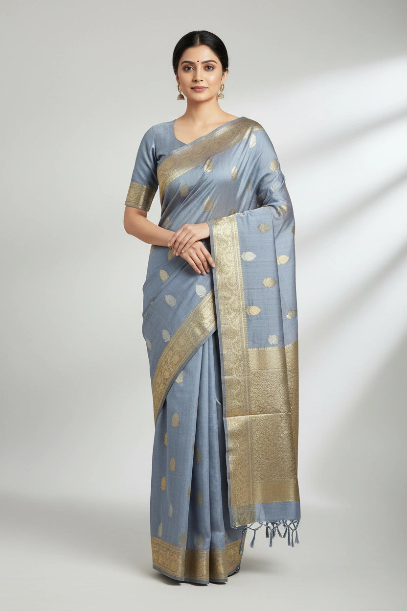Heritage Zari Tissue Banarasi Saree - synthetic Indian ethnic wear by Rangoli