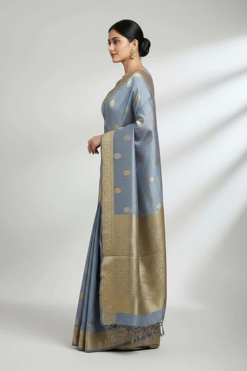 Heritage Zari Tissue Banarasi Saree - synthetic Indian ethnic wear by Rangoli