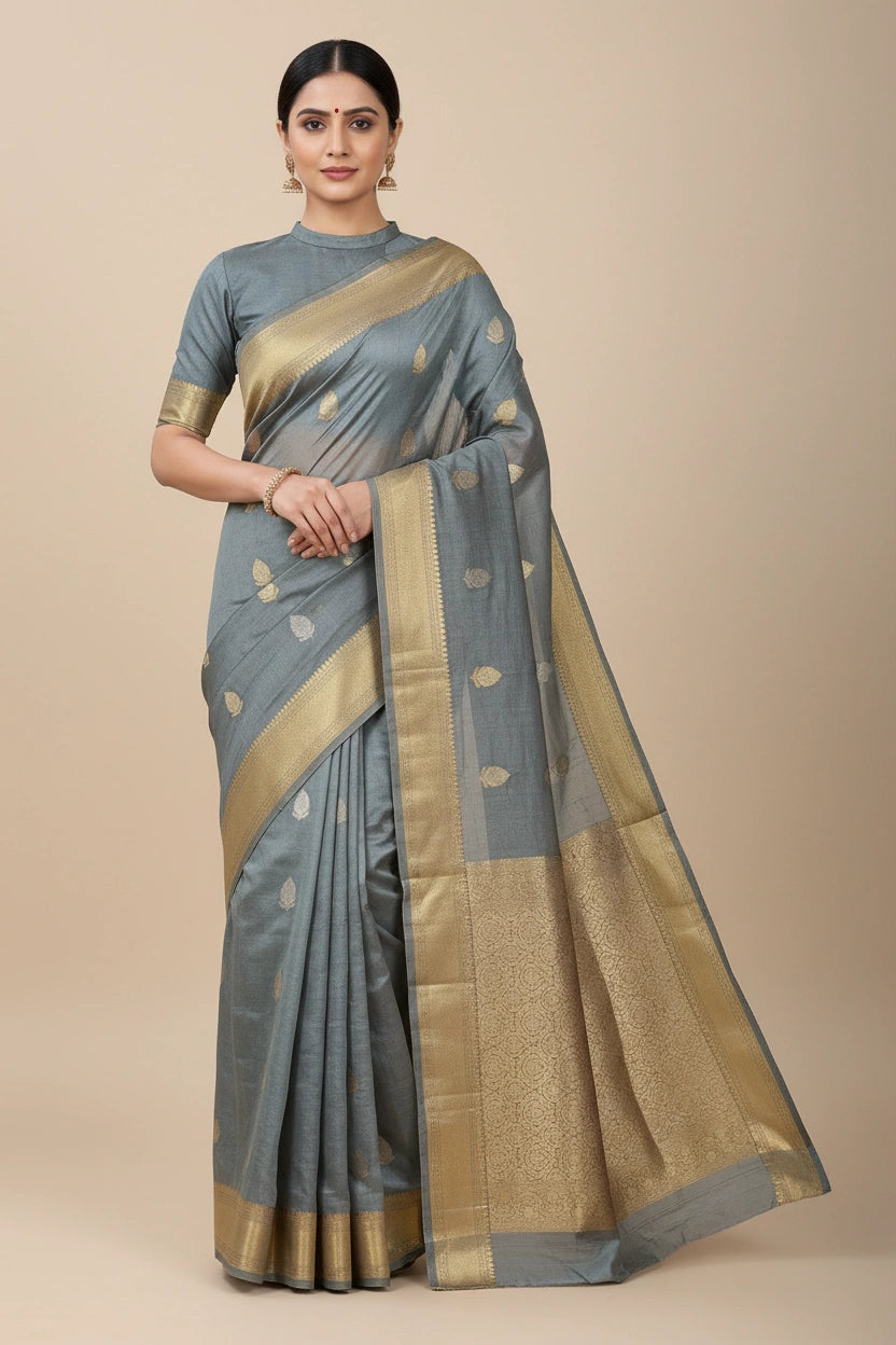Heritage Zari Tissue Banarasi Saree - synthetic Indian ethnic wear by Rangoli
