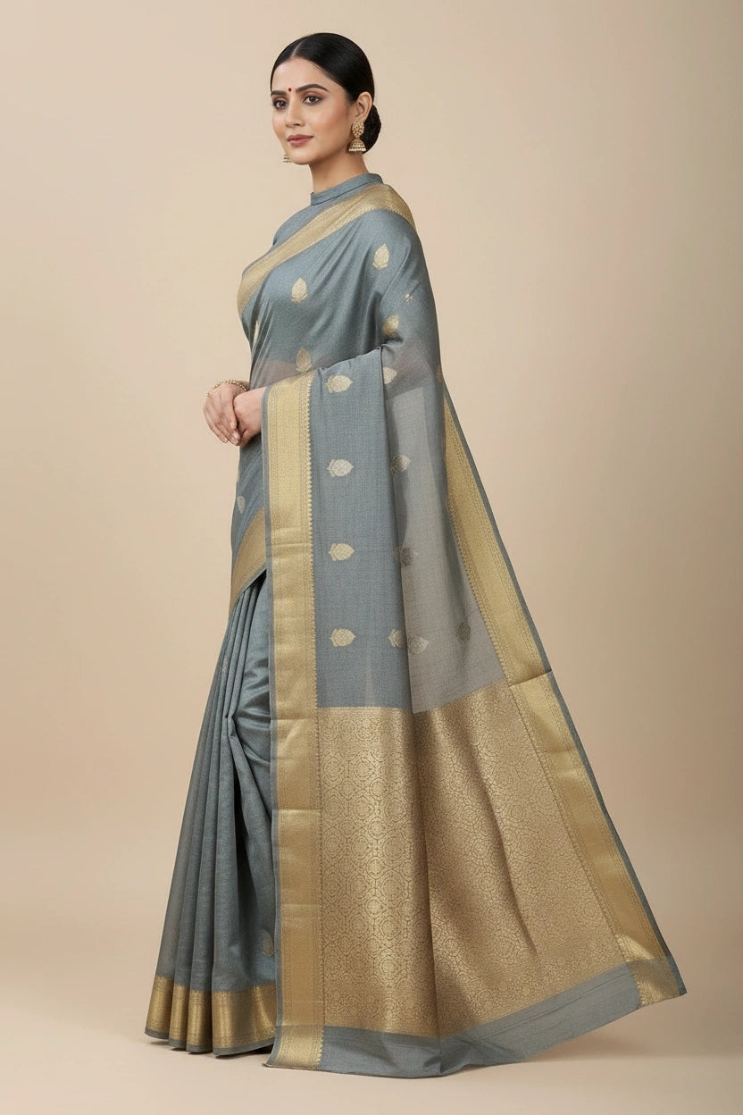 Heritage Zari Tissue Banarasi Saree - synthetic Indian ethnic wear by Rangoli