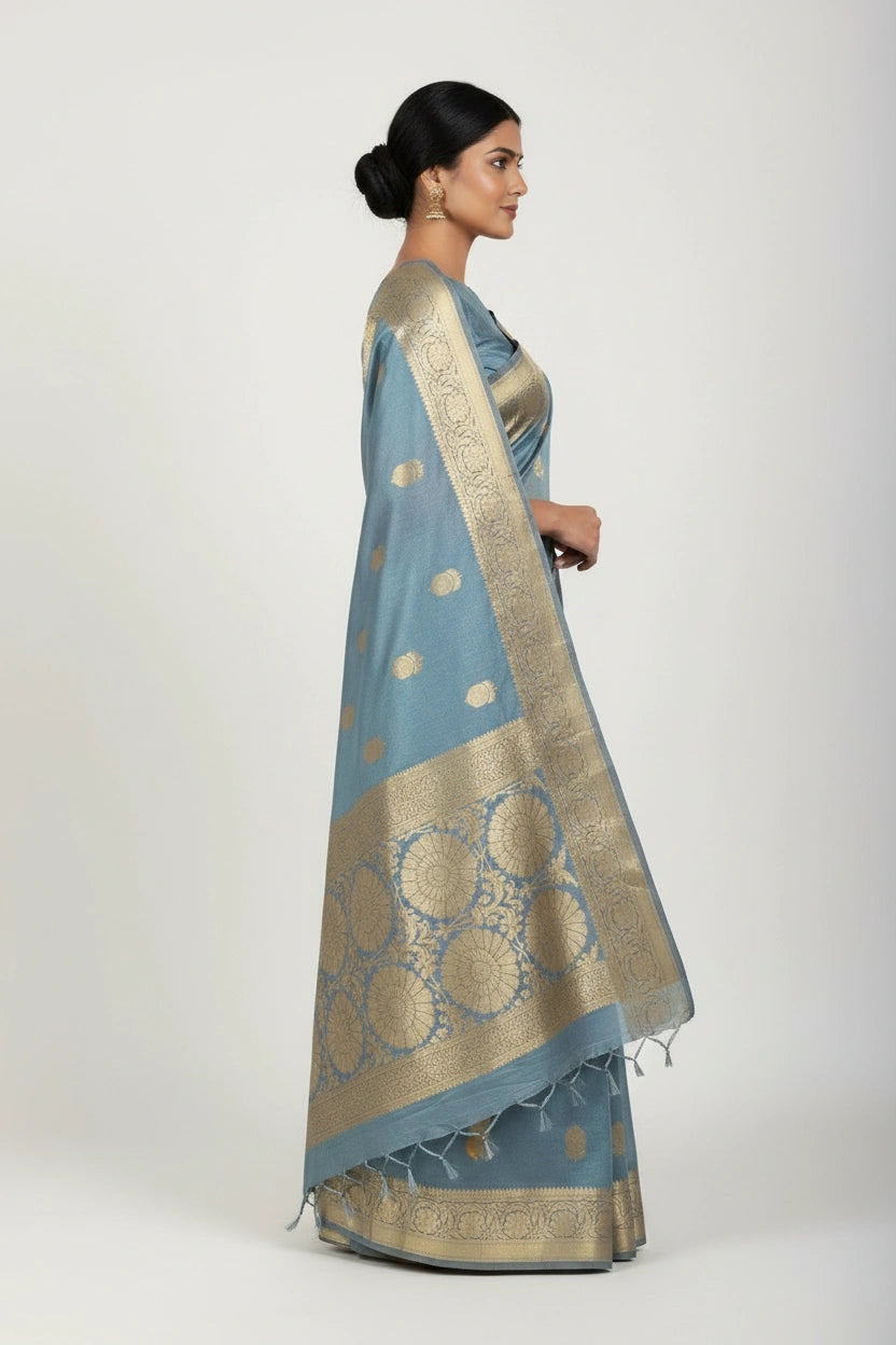 Heritage Zari Tissue Banarasi Saree - silk; synthetic Indian ethnic wear by Rangoli