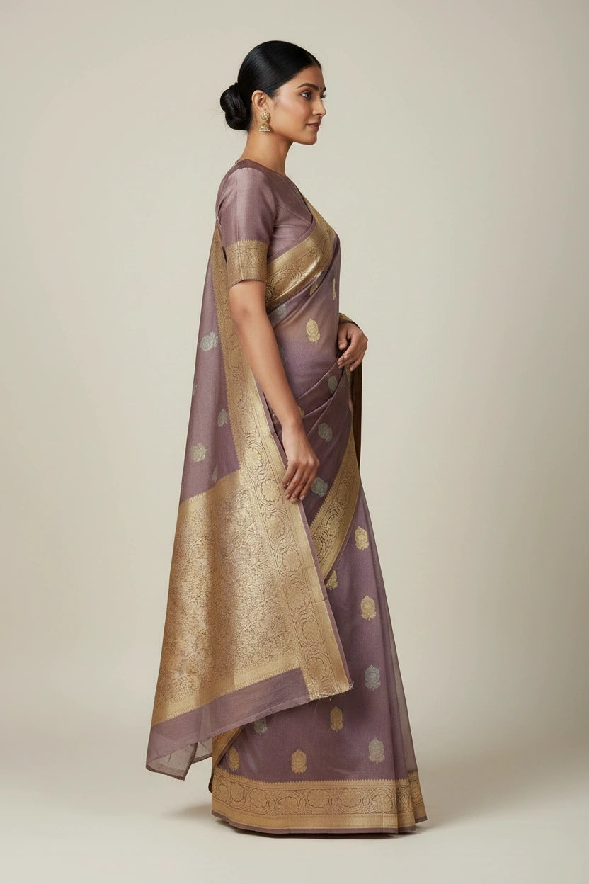 Heritage Zari Tissue Banarasi Saree - silk; synthetic Indian ethnic wear by Rangoli