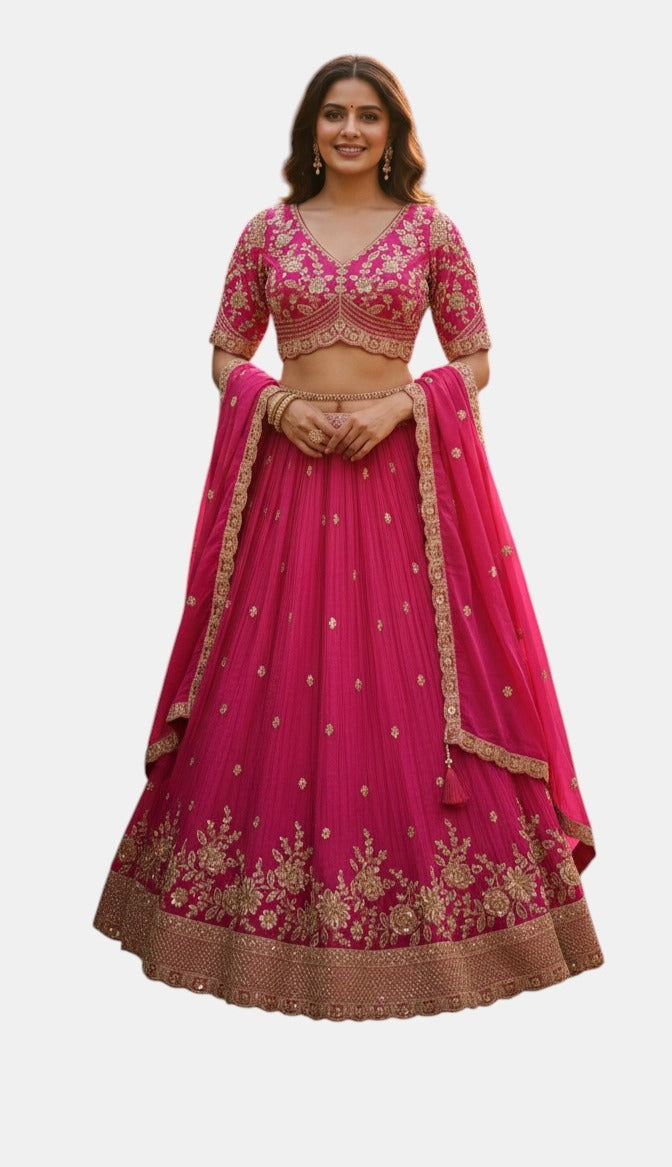 Rani Noor Silk Embroidered Lehenga Set