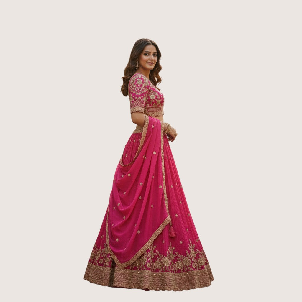 Rani Noor Silk Embroidered Lehenga Set