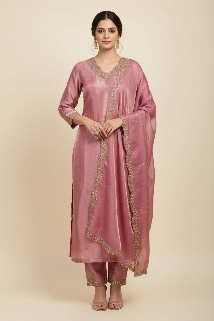 Refined Satin Straight Suit - Rangoli Sarees