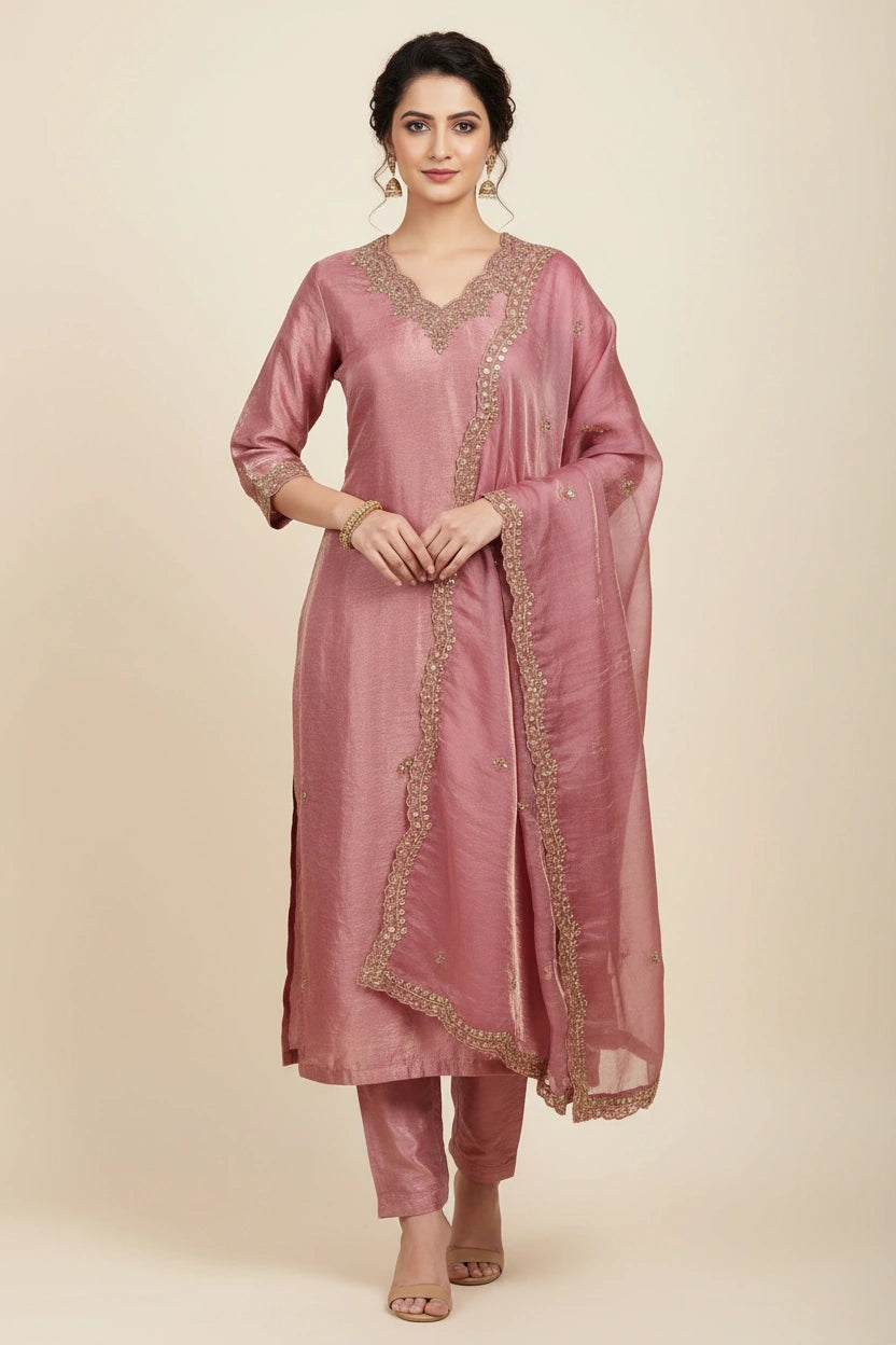 Refined Satin Straight Suit - Rangoli Sarees