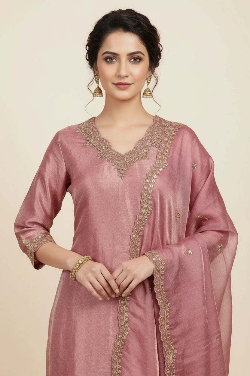 Refined Satin Straight Suit - Rangoli Sarees