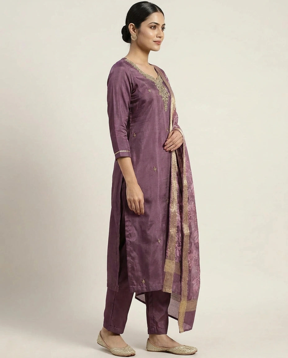 Fandy Satin Straight Suit - Rangoli India