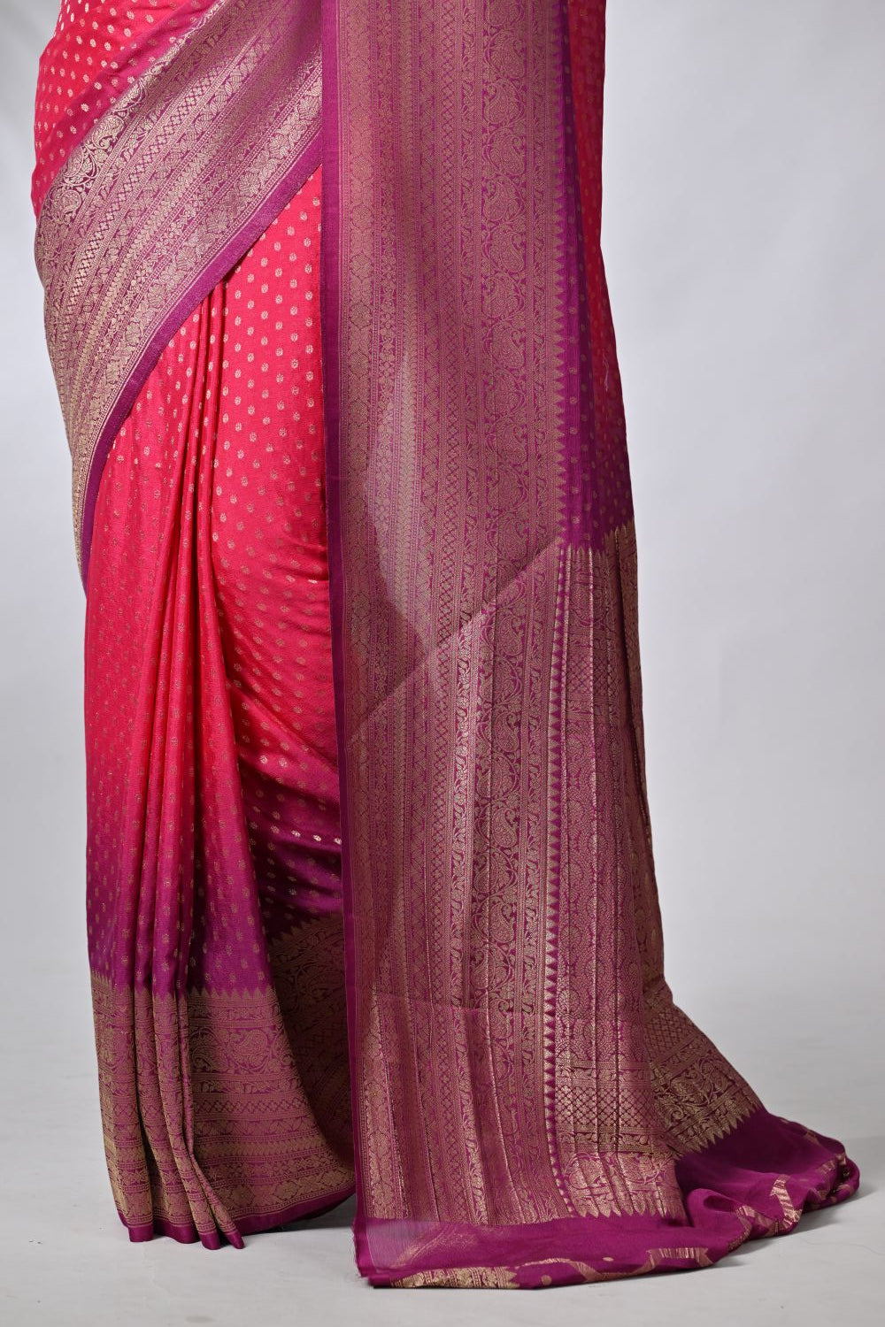 Wine & Rani Crepe Khaddi Sarees