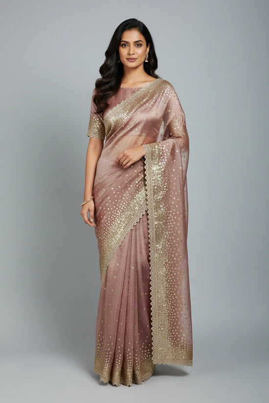 Artisan Tissue Saree Embroidered Saree - Off White | Rangoli