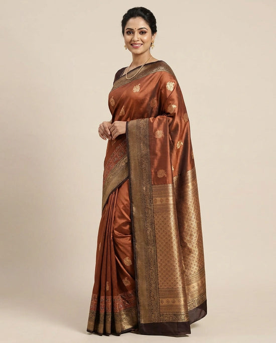 South Weave Saree in Silk Katan with Textured Pallu - Rangoli India
