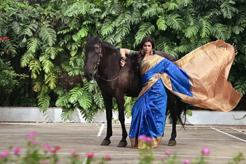 Gadwal Silk Katan Saree with Woven Border - Rangoli India