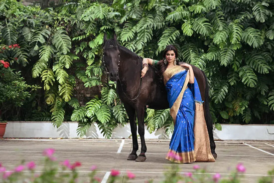 Gadwal Silk Katan Saree with Woven Border - Rangoli India