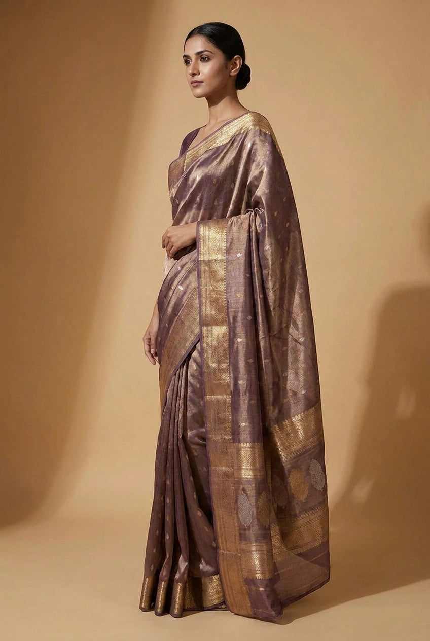 Tissue Silk Banarasi Saree with Zari Brocade Weave