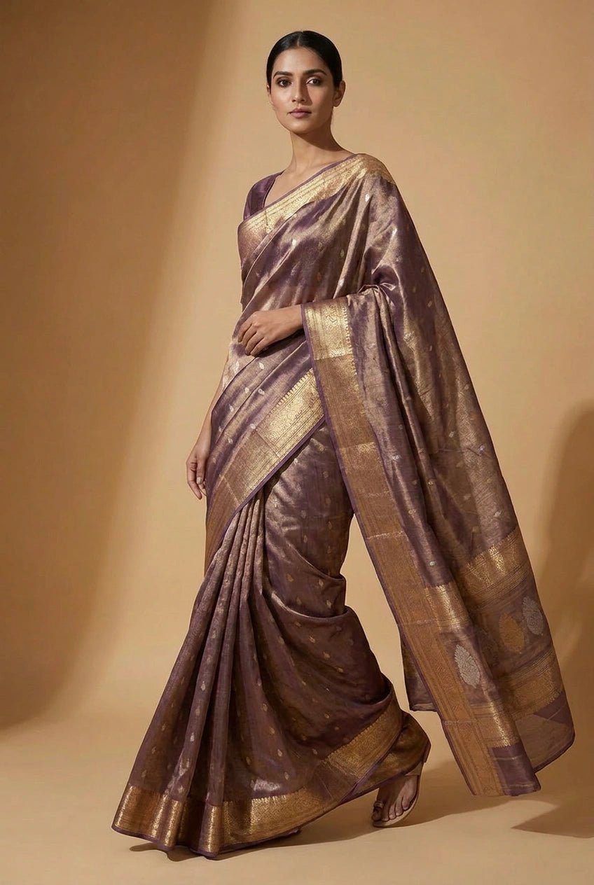 Tissue Silk Banarasi Saree with Zari Brocade Weave