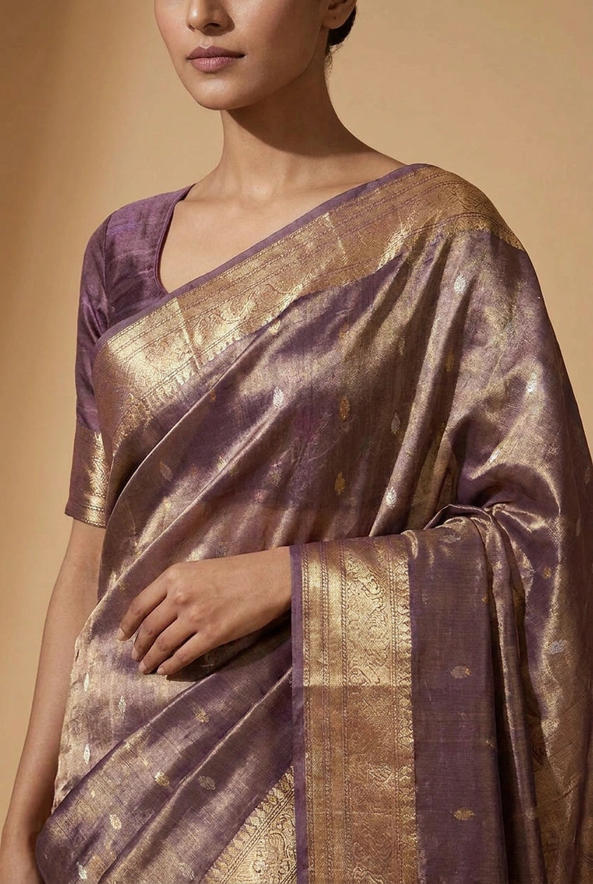 Tissue Silk Banarasi Saree with Zari Brocade Weave