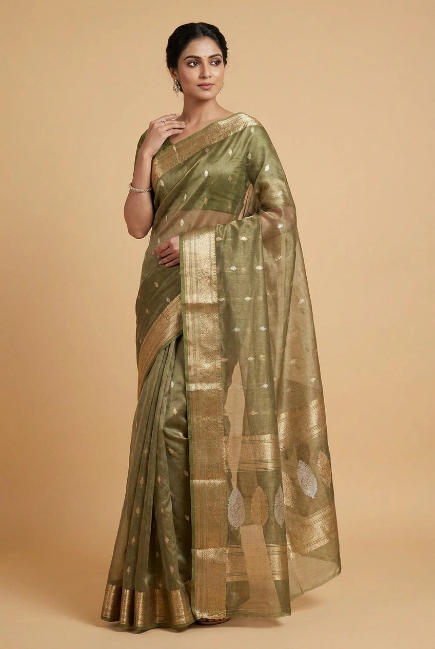 Tissue Silk Banarasi Saree with Zari Brocade Weave