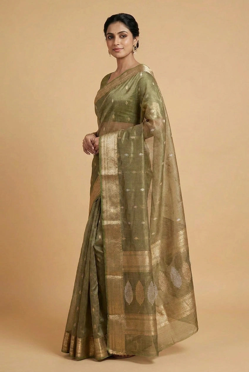 Tissue Silk Banarasi Saree with Zari Brocade Weave