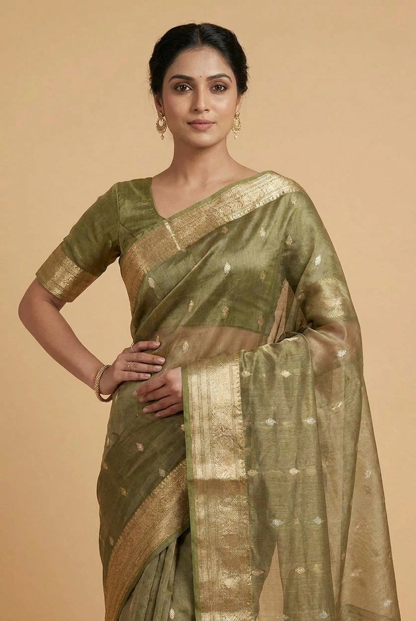 Tissue Silk Banarasi Saree with Zari Brocade Weave