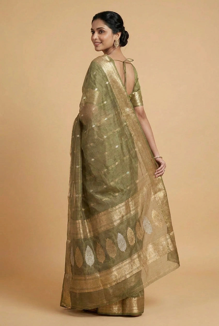 Tissue Silk Banarasi Saree with Zari Brocade Weave