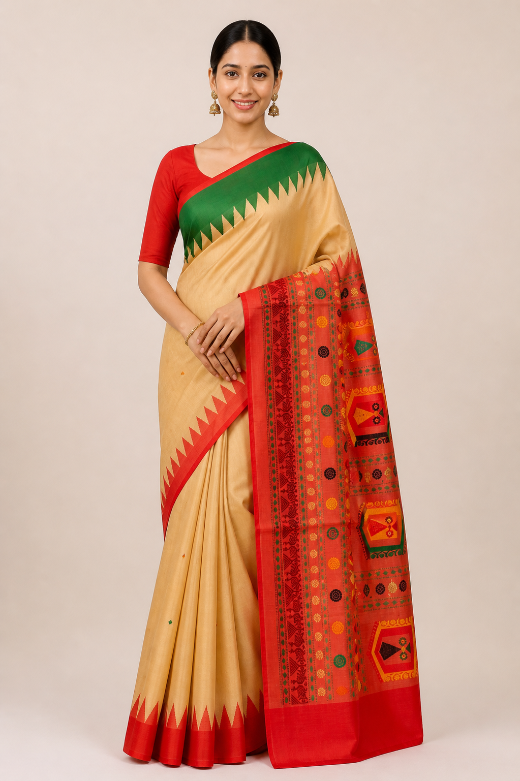 Chapa Weave Tussar Silk Saree with Handcrafted Motifs
