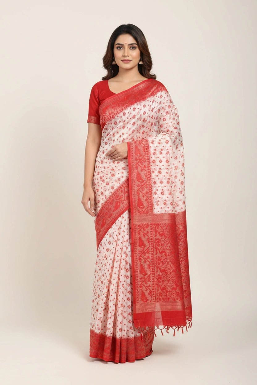 Handloom Woven Cotton Bengal Silk Saree - cotton Indian ethnic wear by Rangoli