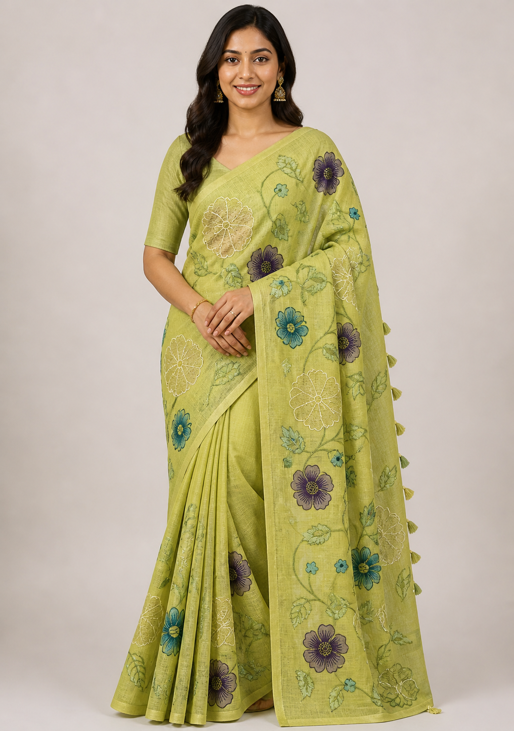 Embroidered Kota Doria Saree