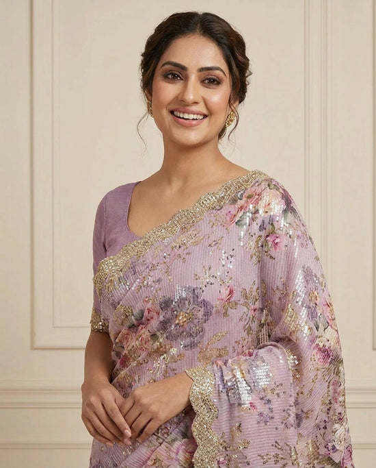 Georgette Saree with Pleated Fluid Drape