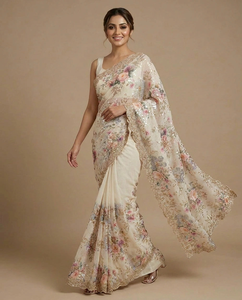 Georgette Designer Saree - Rangoli India