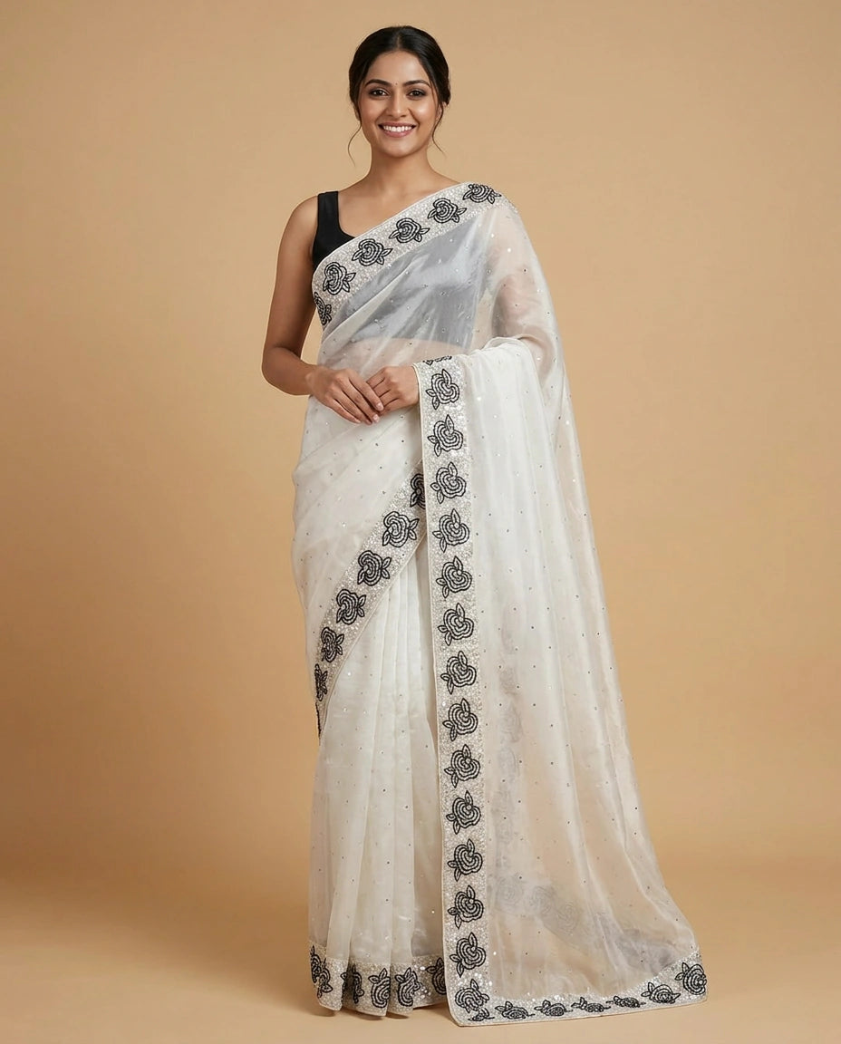 Chinon Designer Saree - Rangoli India