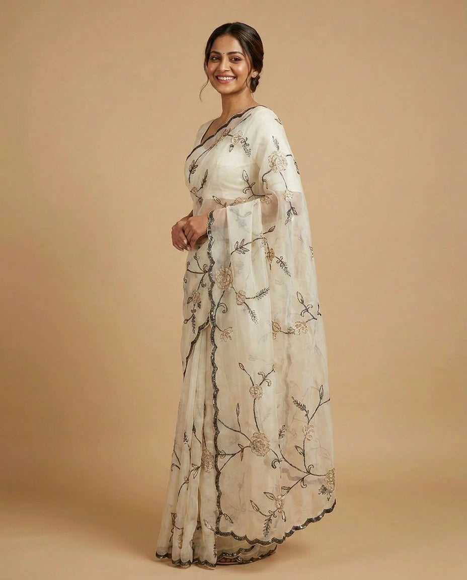 Chinon Designer Saree - Rangoli India