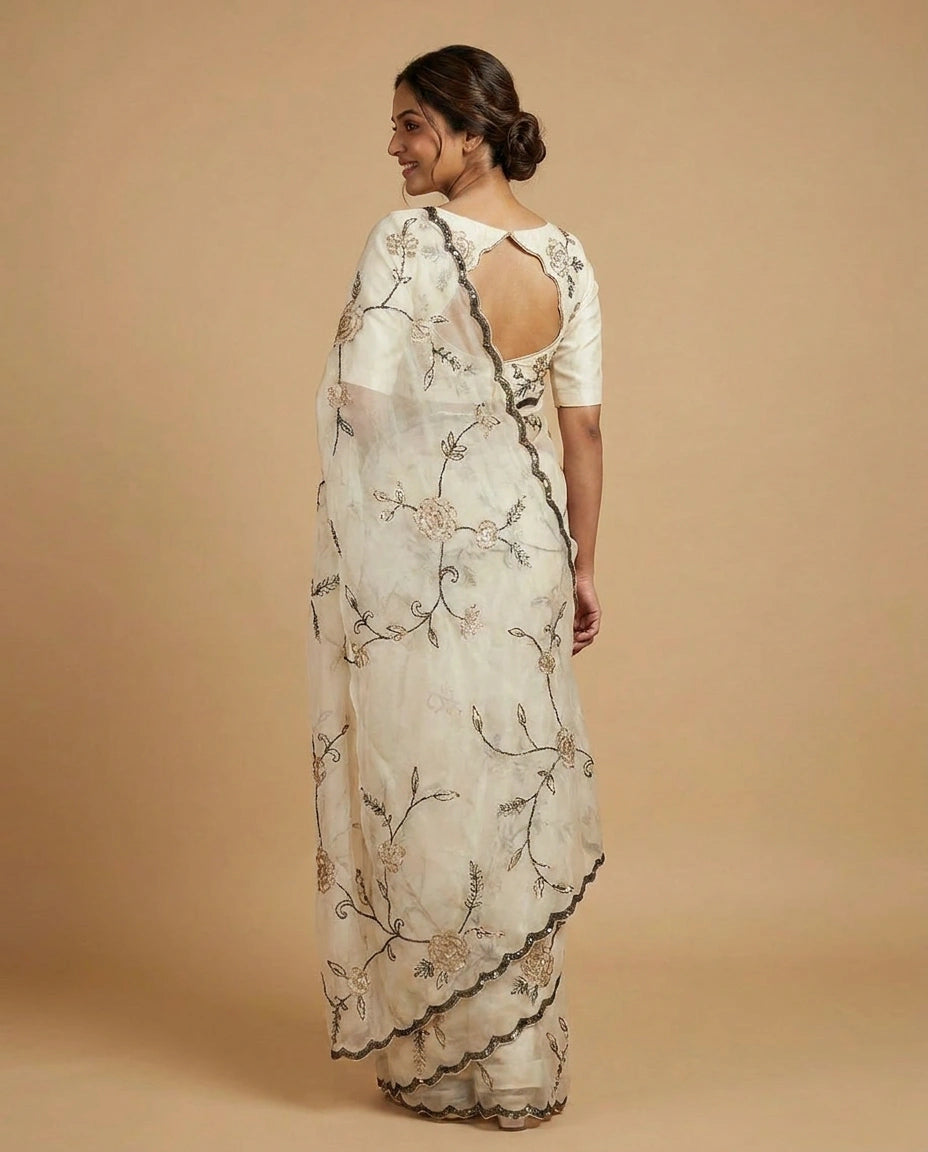 Chinon Designer Saree - Rangoli India