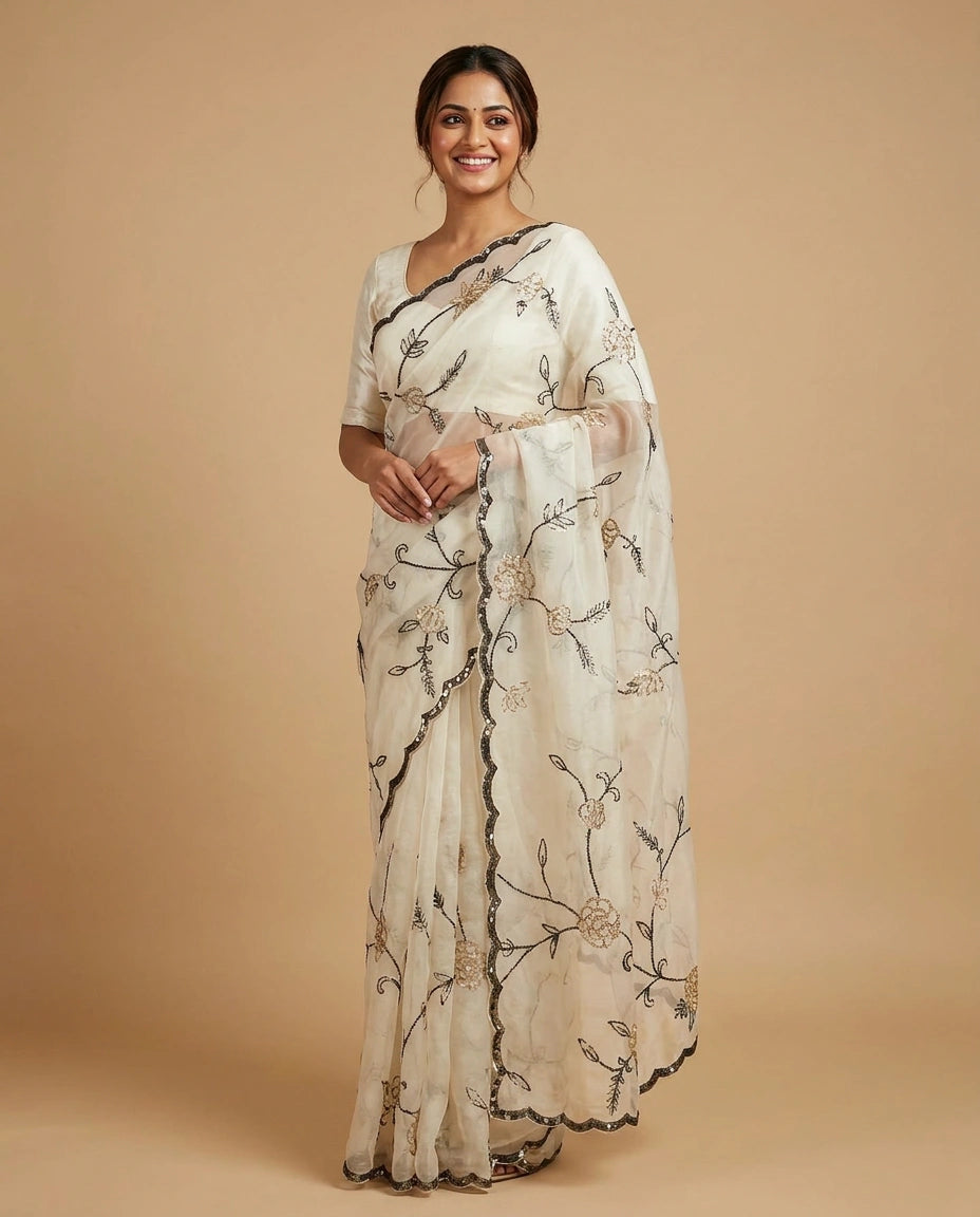 Chinon Designer Saree - Rangoli India