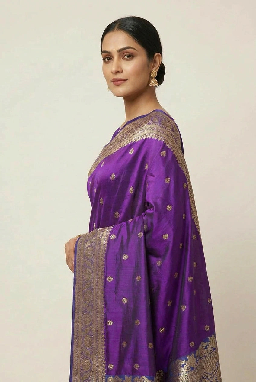 Katan Silk Banarasi Saree with Floral Buti
