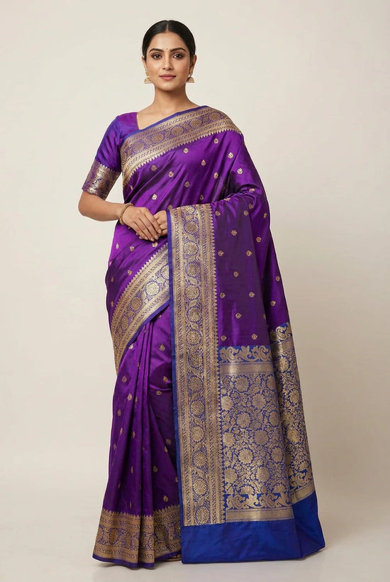 Katan Silk Banarasi Saree with Floral Buti for Mehendi Day